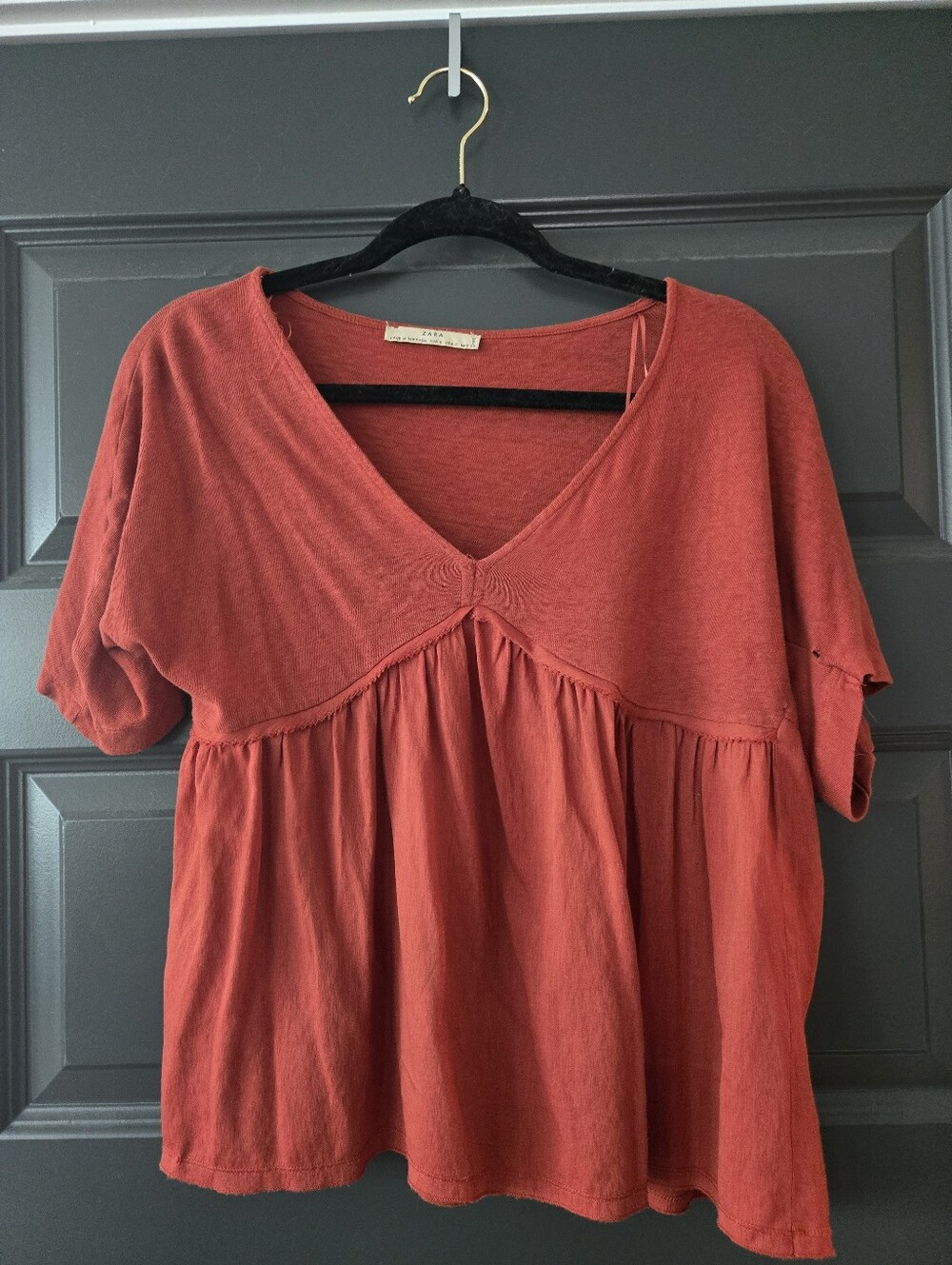 Zara Rust V-Neck Babydoll Tunic